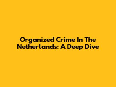 Organized Crime In The Netherlands: A Deep Dive
