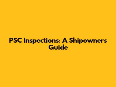 PSC Inspections: A Shipowner's Guide