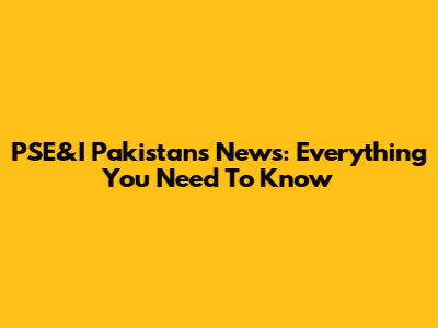 PSE&I Pakistan's News: Everything You Need To Know