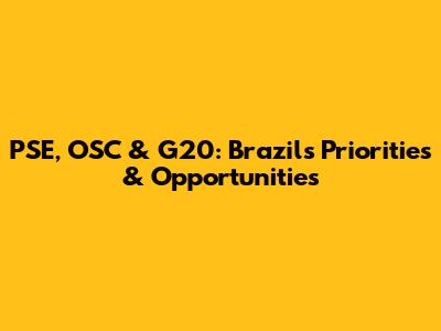 PSE, OSC & G20: Brazil's Priorities & Opportunities