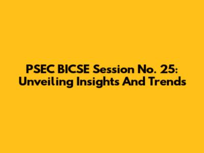 PSEC BICSE Session No. 25: Unveiling Insights And Trends