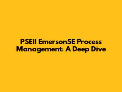 PSEII EmersonSE Process Management: A Deep Dive