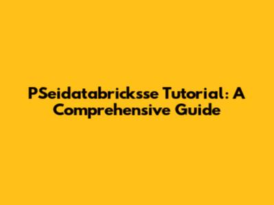 PSeidatabricksse Tutorial: A Comprehensive Guide
