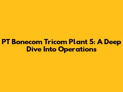 PT Bonecom Tricom Plant 5: A Deep Dive Into Operations