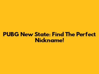 PUBG New State: Find The Perfect Nickname!