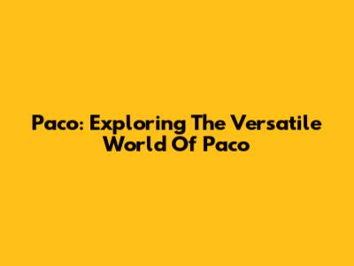 Paco: Exploring The Versatile World Of 'Paco'