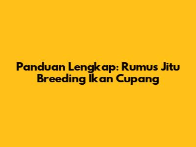 Panduan Lengkap: Rumus Jitu Breeding Ikan Cupang