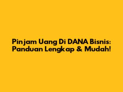 Pinjam Uang Di DANA Bisnis: Panduan Lengkap & Mudah!