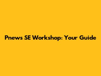 Pnews SE Workshop: Your Guide