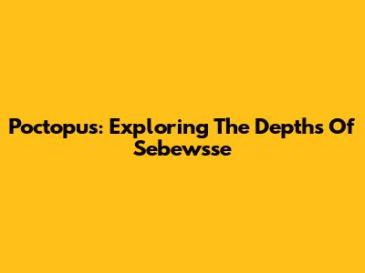 Poctopus: Exploring The Depths Of Sebewsse