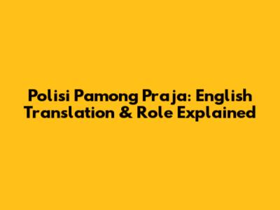 Polisi Pamong Praja: English Translation & Role Explained