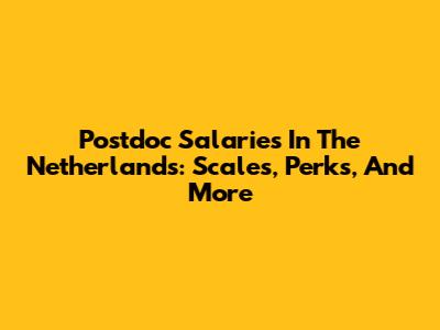 Postdoc Salaries In The Netherlands: Scales, Perks, And More