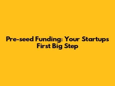 Pre-seed Funding: Your Startup's First Big Step