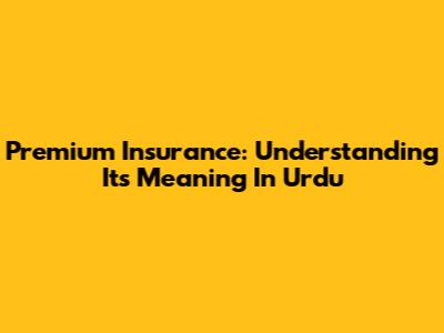 Premium Insurance: Understanding Its Meaning In Urdu