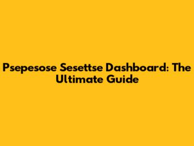 Psepesose Sesettse Dashboard: The Ultimate Guide