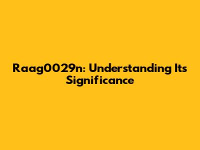 Raag0029n: Understanding Its Significance