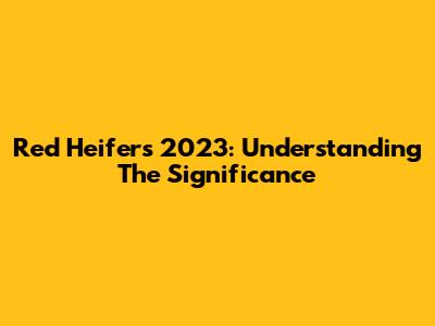 Red Heifers 2023: Understanding The Significance