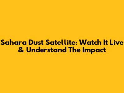 Sahara Dust Satellite: Watch It Live & Understand The Impact