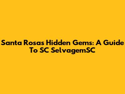 Santa Rosa's Hidden Gems: A Guide To SC SelvagemSC