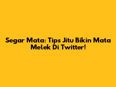 Segar Mata: Tips Jitu Bikin Mata Melek Di Twitter!
