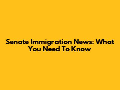 Senate Immigration News: What You Need To Know