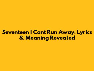 Seventeen I Can't Run Away: Lyrics & Meaning Revealed