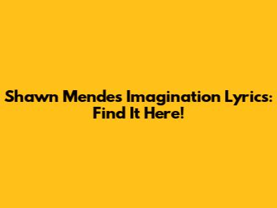 Shawn Mendes Imagination Lyrics: Find It Here!
