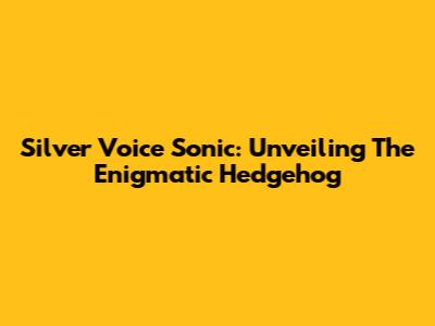 Silver Voice Sonic: Unveiling The Enigmatic Hedgehog