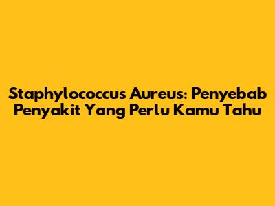 Staphylococcus Aureus: Penyebab Penyakit Yang Perlu Kamu Tahu