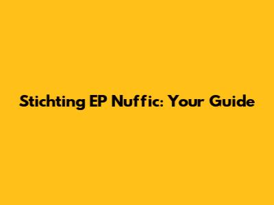Stichting EP Nuffic: Your Guide