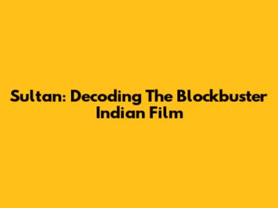Sultan: Decoding The Blockbuster Indian Film