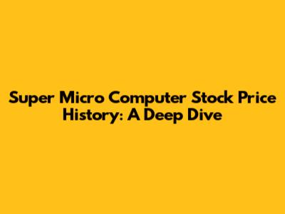 Super Micro Computer Stock Price History: A Deep Dive