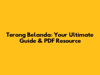 Terong Belanda: Your Ultimate Guide & PDF Resource