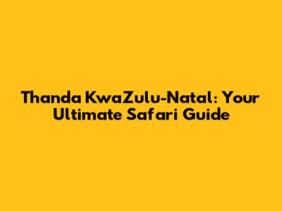 Thanda KwaZulu-Natal: Your Ultimate Safari Guide