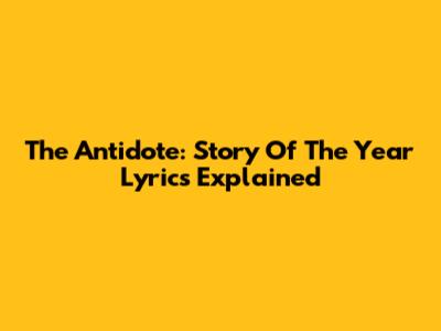 The Antidote: Story Of The Year Lyrics Explained