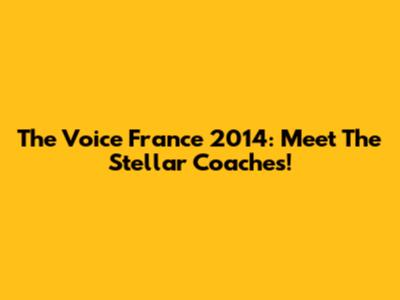 The Voice France 2014: Meet The Stellar Coaches!