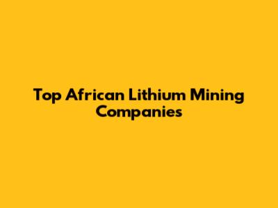 Top African Lithium Mining Companies