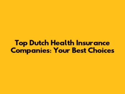 Top Dutch Health Insurance Companies: Your Best Choices