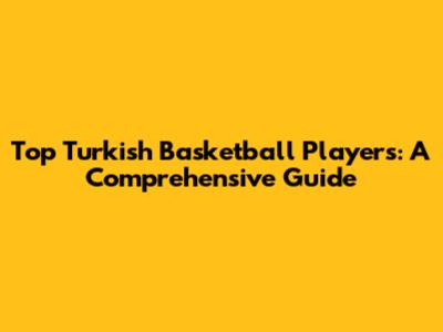 Top Turkish Basketball Players: A Comprehensive Guide