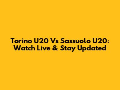 Torino U20 Vs Sassuolo U20: Watch Live & Stay Updated