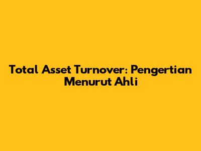 Total Asset Turnover: Pengertian Menurut Ahli