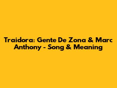 Traidora: Gente De Zona & Marc Anthony - Song & Meaning