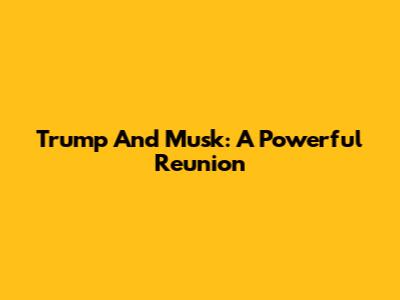 Trump And Musk: A Powerful Reunion