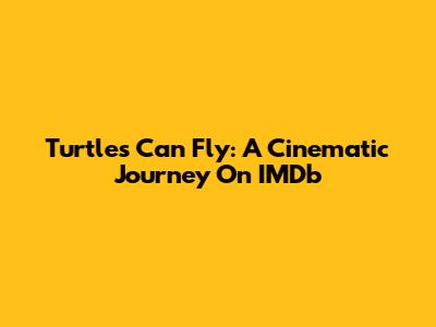 Turtles Can Fly: A Cinematic Journey On IMDb