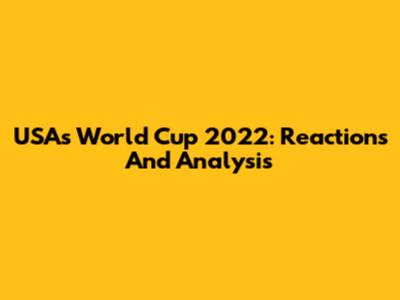 USA's World Cup 2022: Reactions And Analysis