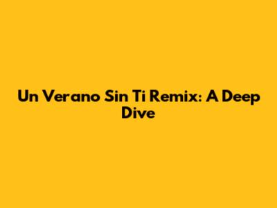 Un Verano Sin Ti Remix: A Deep Dive