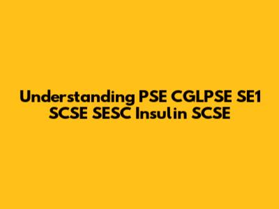 Understanding PSE CGLPSE SE1 SCSE SESC Insulin SCSE