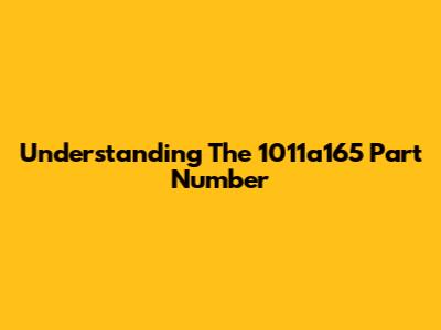 Understanding The 1011a165 Part Number