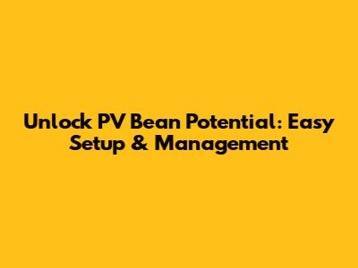 Unlock PV Bean Potential: Easy Setup & Management