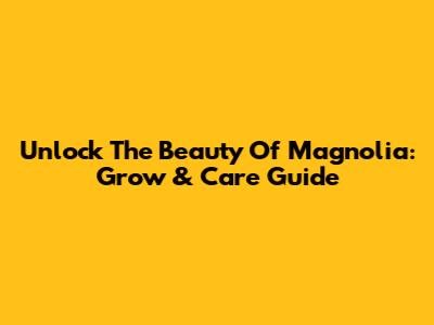 Unlock The Beauty Of Magnolia: Grow & Care Guide